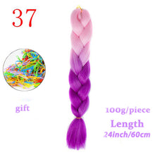Load image into Gallery viewer, MERISIHAIR 24 inch Jumbo Braids Long Ombre Jumbo Synthetic Braiding Hair Crochet Blonde Pink Blue Grey Hair Extensions African
