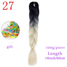 Load image into Gallery viewer, MERISIHAIR 24 inch Jumbo Braids Long Ombre Jumbo Synthetic Braiding Hair Crochet Blonde Pink Blue Grey Hair Extensions African
