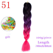 Load image into Gallery viewer, MERISIHAIR 24 inch Jumbo Braids Long Ombre Jumbo Synthetic Braiding Hair Crochet Blonde Pink Blue Grey Hair Extensions African
