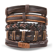 Load image into Gallery viewer, IFMIA Vintage Leather Bracelet Fashion Hand-knitted Multi-layer Leather Feather Leaf Bracelet and Fashion Men's Bracelet Gift
