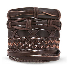 Load image into Gallery viewer, IFMIA Vintage Leather Bracelet Fashion Hand-knitted Multi-layer Leather Feather Leaf Bracelet and Fashion Men's Bracelet Gift

