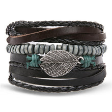 Load image into Gallery viewer, IFMIA Vintage Leather Bracelet Fashion Hand-knitted Multi-layer Leather Feather Leaf Bracelet and Fashion Men's Bracelet Gift

