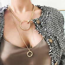 Load image into Gallery viewer, HUANZHI 2020 New Personality Cross Square Metal Multilayer Hip hop Long Chain Cool Simple Necklace For Women men Jewelry Gifts
