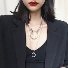 Load image into Gallery viewer, HUANZHI 2020 New Personality Cross Square Metal Multilayer Hip hop Long Chain Cool Simple Necklace For Women men Jewelry Gifts
