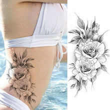 Load image into Gallery viewer, Purple Rose Jewelry Water Transfer Tattoo Stickers Women Body Chest Art Temporary Tattoo Girl Waist Bracelet Flash Tatoos Flower
