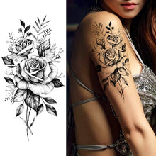 Load image into Gallery viewer, Purple Rose Jewelry Water Transfer Tattoo Stickers Women Body Chest Art Temporary Tattoo Girl Waist Bracelet Flash Tatoos Flower
