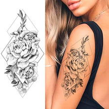 Load image into Gallery viewer, Purple Rose Jewelry Water Transfer Tattoo Stickers Women Body Chest Art Temporary Tattoo Girl Waist Bracelet Flash Tatoos Flower
