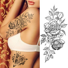 Load image into Gallery viewer, Purple Rose Jewelry Water Transfer Tattoo Stickers Women Body Chest Art Temporary Tattoo Girl Waist Bracelet Flash Tatoos Flower
