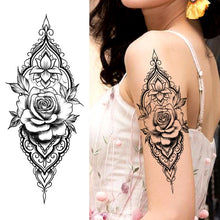 Load image into Gallery viewer, Purple Rose Jewelry Water Transfer Tattoo Stickers Women Body Chest Art Temporary Tattoo Girl Waist Bracelet Flash Tatoos Flower
