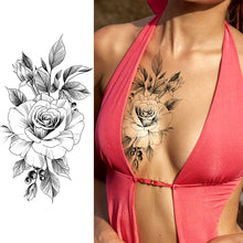 Load image into Gallery viewer, Purple Rose Jewelry Water Transfer Tattoo Stickers Women Body Chest Art Temporary Tattoo Girl Waist Bracelet Flash Tatoos Flower
