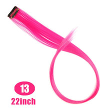 Load image into Gallery viewer, MUMUPI Long Straight color Hair Piece Hair Extensions Clip In Highlight Rainbow Hair Streak Pink Synthetic Hair Strands on Clips
