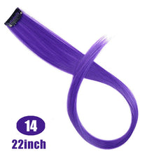Load image into Gallery viewer, MUMUPI Long Straight color Hair Piece Hair Extensions Clip In Highlight Rainbow Hair Streak Pink Synthetic Hair Strands on Clips

