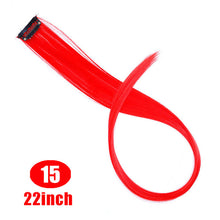 Load image into Gallery viewer, MUMUPI Long Straight color Hair Piece Hair Extensions Clip In Highlight Rainbow Hair Streak Pink Synthetic Hair Strands on Clips
