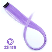 Load image into Gallery viewer, MUMUPI Long Straight color Hair Piece Hair Extensions Clip In Highlight Rainbow Hair Streak Pink Synthetic Hair Strands on Clips
