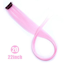 Load image into Gallery viewer, MUMUPI Long Straight color Hair Piece Hair Extensions Clip In Highlight Rainbow Hair Streak Pink Synthetic Hair Strands on Clips
