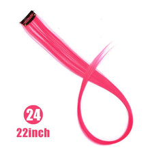 Load image into Gallery viewer, MUMUPI Long Straight color Hair Piece Hair Extensions Clip In Highlight Rainbow Hair Streak Pink Synthetic Hair Strands on Clips
