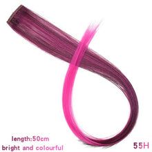 Load image into Gallery viewer, MUMUPI Long Straight color Hair Piece Hair Extensions Clip In Highlight Rainbow Hair Streak Pink Synthetic Hair Strands on Clips
