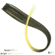 Load image into Gallery viewer, MUMUPI Long Straight color Hair Piece Hair Extensions Clip In Highlight Rainbow Hair Streak Pink Synthetic Hair Strands on Clips

