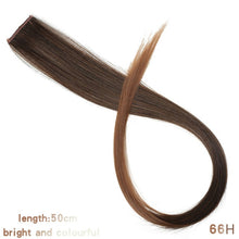 Load image into Gallery viewer, MUMUPI Long Straight color Hair Piece Hair Extensions Clip In Highlight Rainbow Hair Streak Pink Synthetic Hair Strands on Clips
