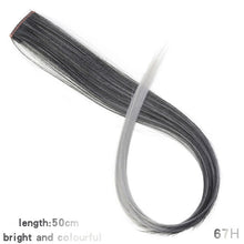 Load image into Gallery viewer, MUMUPI Long Straight color Hair Piece Hair Extensions Clip In Highlight Rainbow Hair Streak Pink Synthetic Hair Strands on Clips
