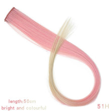 Load image into Gallery viewer, MUMUPI Long Straight color Hair Piece Hair Extensions Clip In Highlight Rainbow Hair Streak Pink Synthetic Hair Strands on Clips
