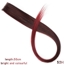 Load image into Gallery viewer, MUMUPI Long Straight color Hair Piece Hair Extensions Clip In Highlight Rainbow Hair Streak Pink Synthetic Hair Strands on Clips
