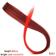 Load image into Gallery viewer, MUMUPI Long Straight color Hair Piece Hair Extensions Clip In Highlight Rainbow Hair Streak Pink Synthetic Hair Strands on Clips
