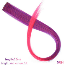 Load image into Gallery viewer, MUMUPI Long Straight color Hair Piece Hair Extensions Clip In Highlight Rainbow Hair Streak Pink Synthetic Hair Strands on Clips
