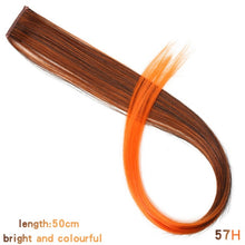 Load image into Gallery viewer, MUMUPI Long Straight color Hair Piece Hair Extensions Clip In Highlight Rainbow Hair Streak Pink Synthetic Hair Strands on Clips
