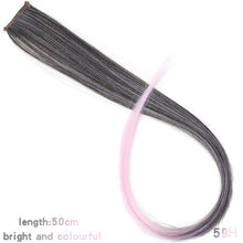 Load image into Gallery viewer, MUMUPI Long Straight color Hair Piece Hair Extensions Clip In Highlight Rainbow Hair Streak Pink Synthetic Hair Strands on Clips
