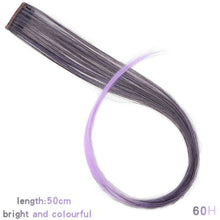 Load image into Gallery viewer, MUMUPI Long Straight color Hair Piece Hair Extensions Clip In Highlight Rainbow Hair Streak Pink Synthetic Hair Strands on Clips
