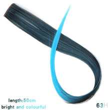 Load image into Gallery viewer, MUMUPI Long Straight color Hair Piece Hair Extensions Clip In Highlight Rainbow Hair Streak Pink Synthetic Hair Strands on Clips
