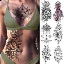 Load image into Gallery viewer, Purple Rose Jewelry Water Transfer Tattoo Stickers Women Body Chest Art Temporary Tattoo Girl Waist Bracelet Flash Tatoos Flower
