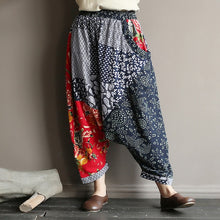 Load image into Gallery viewer, Original folk style women's retro stitching old cotton and linen material shift pants women loose large size baggy pants
