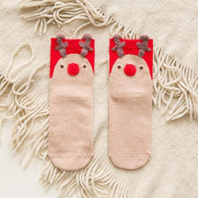 Load image into Gallery viewer, 1 pair colored cotton red socks three-dimensional cartoon christmas socks cute Japanese ladies socks for autumn and winter socks

