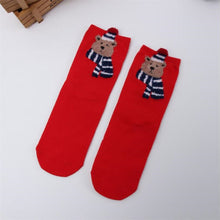 Load image into Gallery viewer, 1 pair colored cotton red socks three-dimensional cartoon christmas socks cute Japanese ladies socks for autumn and winter socks
