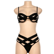 Load image into Gallery viewer, Ellolace Sexy Bandage Hollow Out Underwear Set Women Lingerie 2 Piece Set Bra Thong 2020 New Fashion Female Bra and Panty Sets

