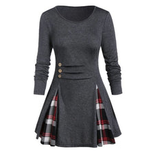 Load image into Gallery viewer, Womail Shirt Women Autumn Winter Long Sleeve Tartan Tunic Pullover Tops Irregular Plaid Print Pullover Blusas Feminina Plus Size
