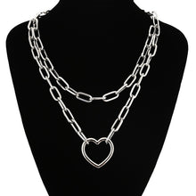 Load image into Gallery viewer, Double layer Lock Chain necklace punk 90s link chain silver color padlock pendant necklace women fashion gothic  jewelry

