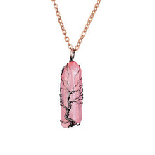 Load image into Gallery viewer, SEDmart 7Chakra Ainbow Natural Stone Copper Wire Pendant Necklace for Women Men Long Chain  Tree of Life Statement Jewelry Gift

