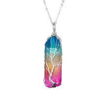 Load image into Gallery viewer, SEDmart 7Chakra Ainbow Natural Stone Copper Wire Pendant Necklace for Women Men Long Chain  Tree of Life Statement Jewelry Gift
