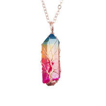 Load image into Gallery viewer, SEDmart 7Chakra Ainbow Natural Stone Copper Wire Pendant Necklace for Women Men Long Chain  Tree of Life Statement Jewelry Gift
