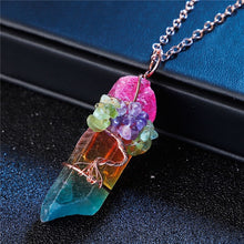 Load image into Gallery viewer, SEDmart 7Chakra Ainbow Natural Stone Copper Wire Pendant Necklace for Women Men Long Chain  Tree of Life Statement Jewelry Gift
