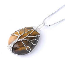 Load image into Gallery viewer, SEDmart 7Chakra Ainbow Natural Stone Copper Wire Pendant Necklace for Women Men Long Chain  Tree of Life Statement Jewelry Gift
