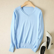 Load image into Gallery viewer, JVEII Women Sweater Knitted Female Long Sleeve V-neck Cashmere Sweater And Pullover Female Autumn Winter Slim Jumpers Casual
