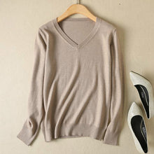 Load image into Gallery viewer, JVEII Women Sweater Knitted Female Long Sleeve V-neck Cashmere Sweater And Pullover Female Autumn Winter Slim Jumpers Casual
