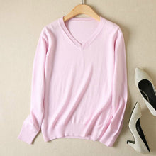 Load image into Gallery viewer, JVEII Women Sweater Knitted Female Long Sleeve V-neck Cashmere Sweater And Pullover Female Autumn Winter Slim Jumpers Casual
