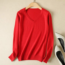 Load image into Gallery viewer, JVEII Women Sweater Knitted Female Long Sleeve V-neck Cashmere Sweater And Pullover Female Autumn Winter Slim Jumpers Casual
