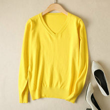 Load image into Gallery viewer, JVEII Women Sweater Knitted Female Long Sleeve V-neck Cashmere Sweater And Pullover Female Autumn Winter Slim Jumpers Casual
