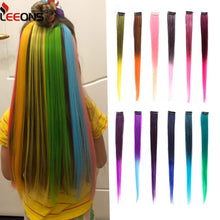 Load image into Gallery viewer, Leeons Clip-In One Piece For Ombre Hair Extensions Pure Color Straight Long Synthetic Hair Fake Hair Pieces Clip In 2 Tone Hair
